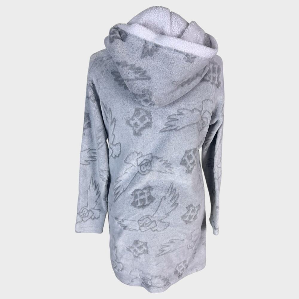 Wizarding World Of Harry Potter Fleece Gray Hooded Nightgown Small Pocket Lounge View 5